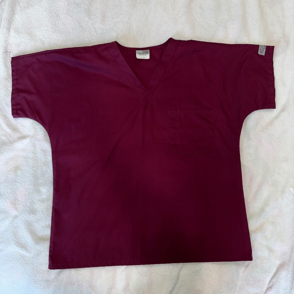 Scrubzone by Landau Wine Burgundy V-Neck Scrub Top Medium 71001 Mens Womens